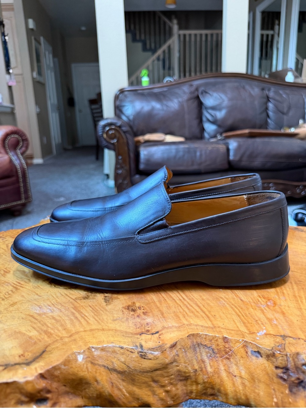 Cole Haan Mens Size 10.5 M Brown Leather Venetian Apron Toe Loafers Shoes C07553